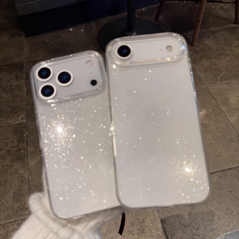 phone case simple large hole glitter transparent tpu   phone case suitable for iphone 17 pro max 17 air 16 plus 15 pro 14 plus 13 12 11 christmas gift new year gift easter gift halloween gift for friends for family
