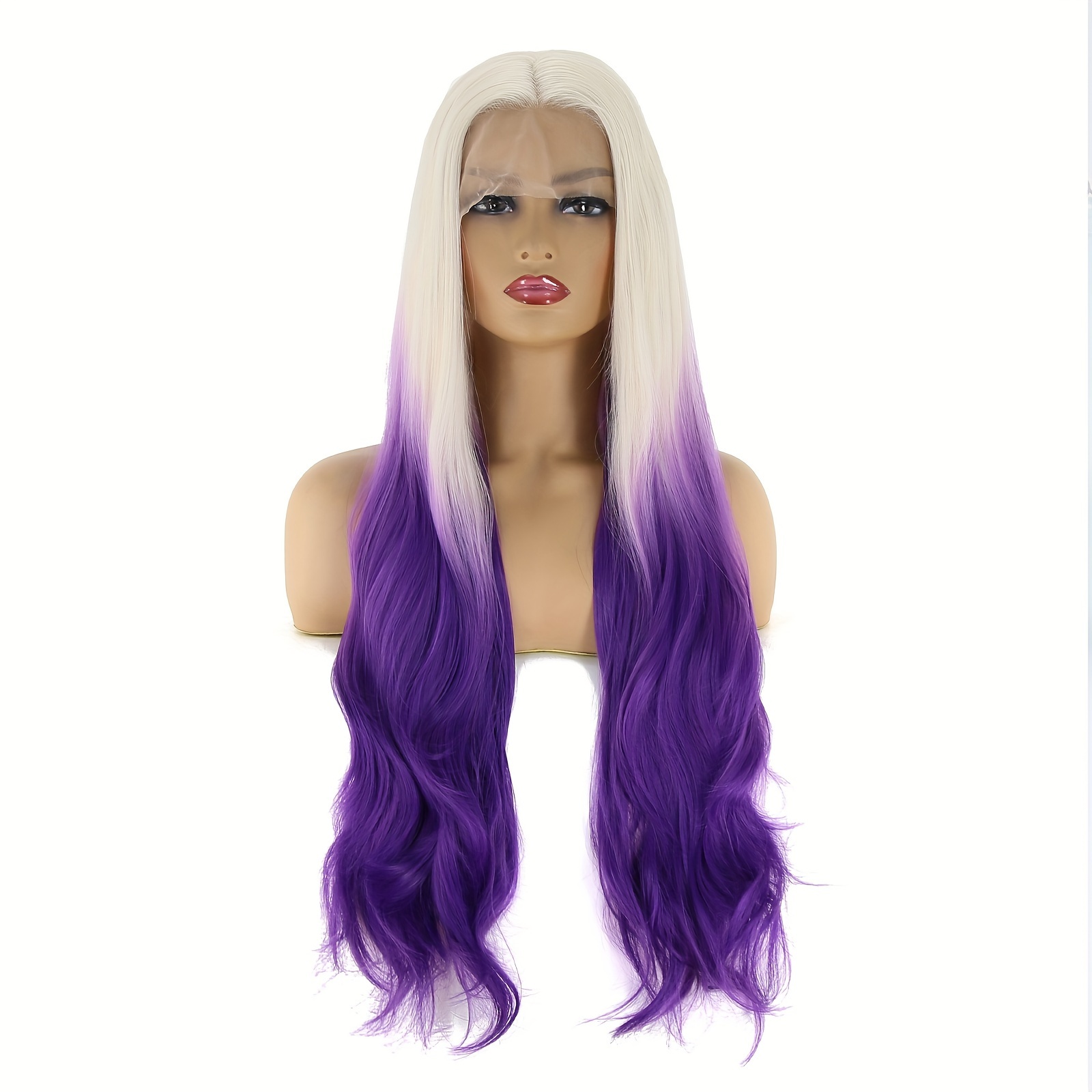 Wavy Wig Blonde Ombre Yellow Red Synthetic Lace Front Wigs Temu