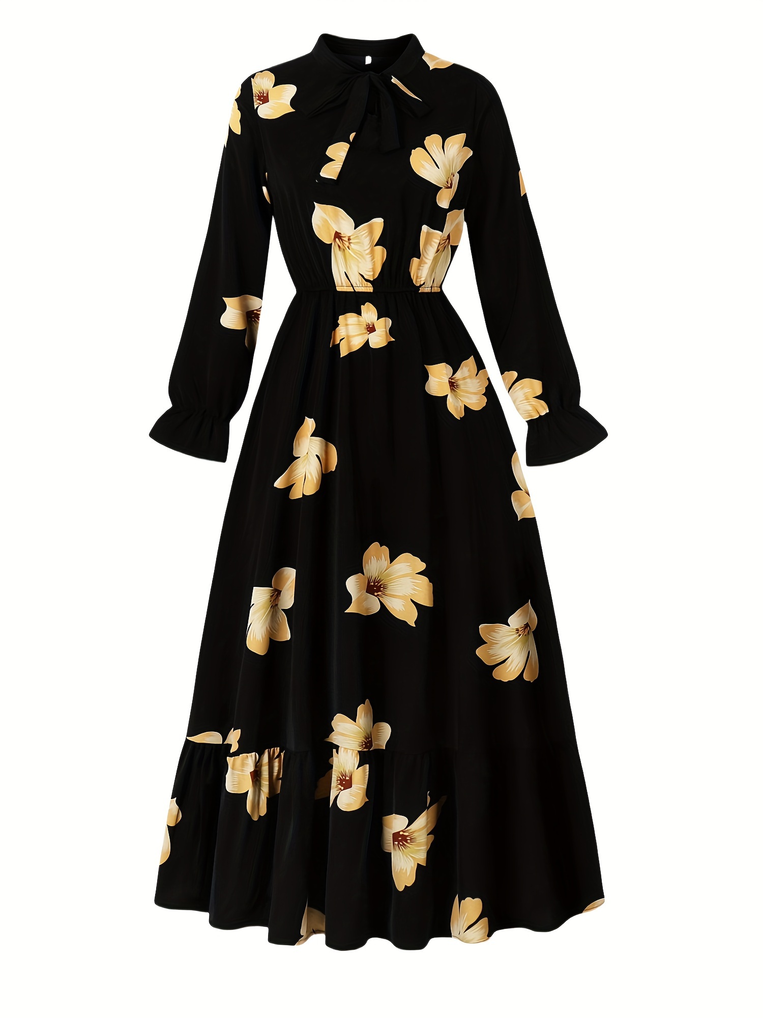 maxi winter dress women Ashirexll Long Sleeve Dress, for Women, Womens Fall Winter Long Sleeve Crew Neck Color Temperament Slim Vintage Dress Casual Fashion Waist 79 Winter Kate Maxi Dresses for