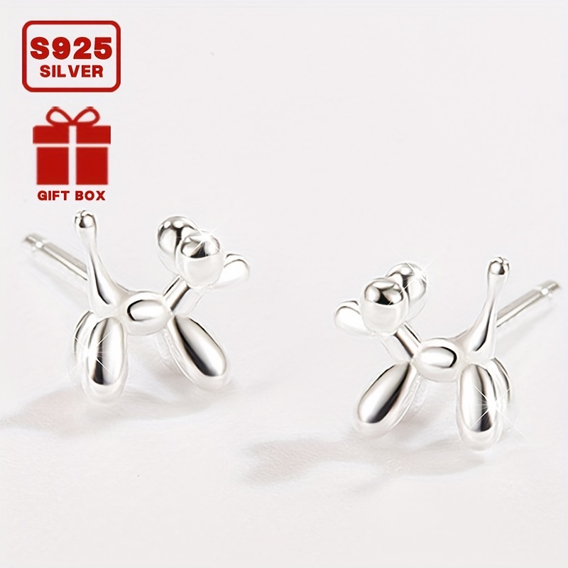 

Tiny Adorable Dog Design Stud Earrings 925 Sterling Silver Jewelry 18k Gold Plated Elegant Simple Style Female Party Ear Decor