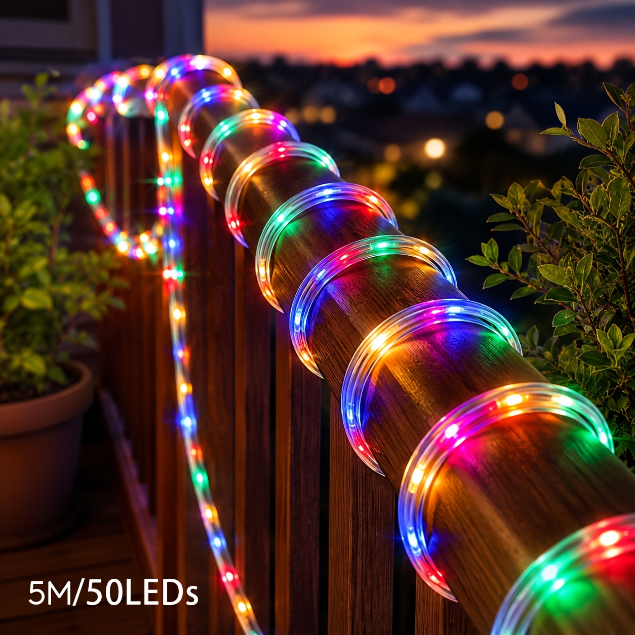 TEMU Guirlande Lumineuse LED à Fil Tubulaire Alimentée par Piles AA, 50/100 LED, 8 de Clignotement, IP44, Durable, pour Intérieur, Maison, Chevet,