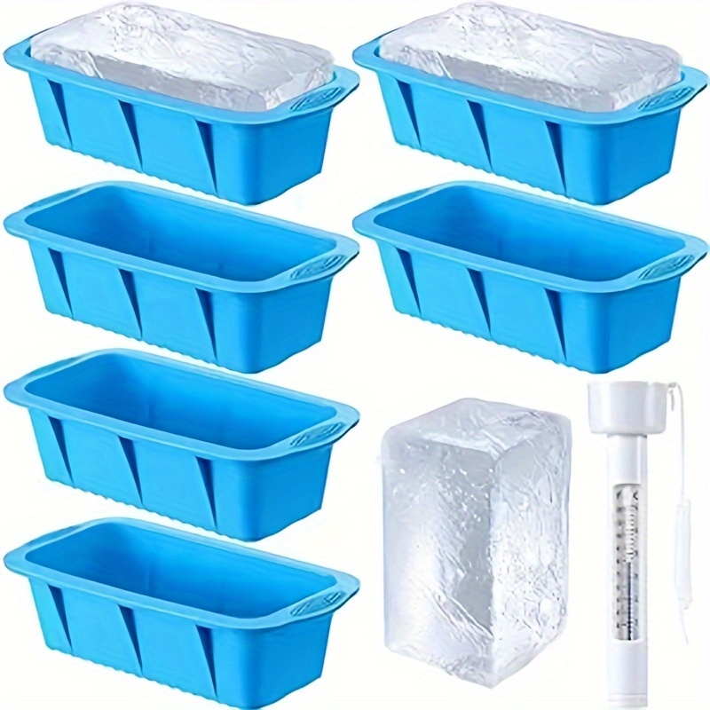 

Large Ice Block Mold For Ice Bath 2.4 Lbs Large Ice Cube Molds With Floating Pool Thermometer Ice Block For Cold Plunge Or Coolers For Ice Bath Reusable Ice Cube Molds(blue, 6 Pcs)