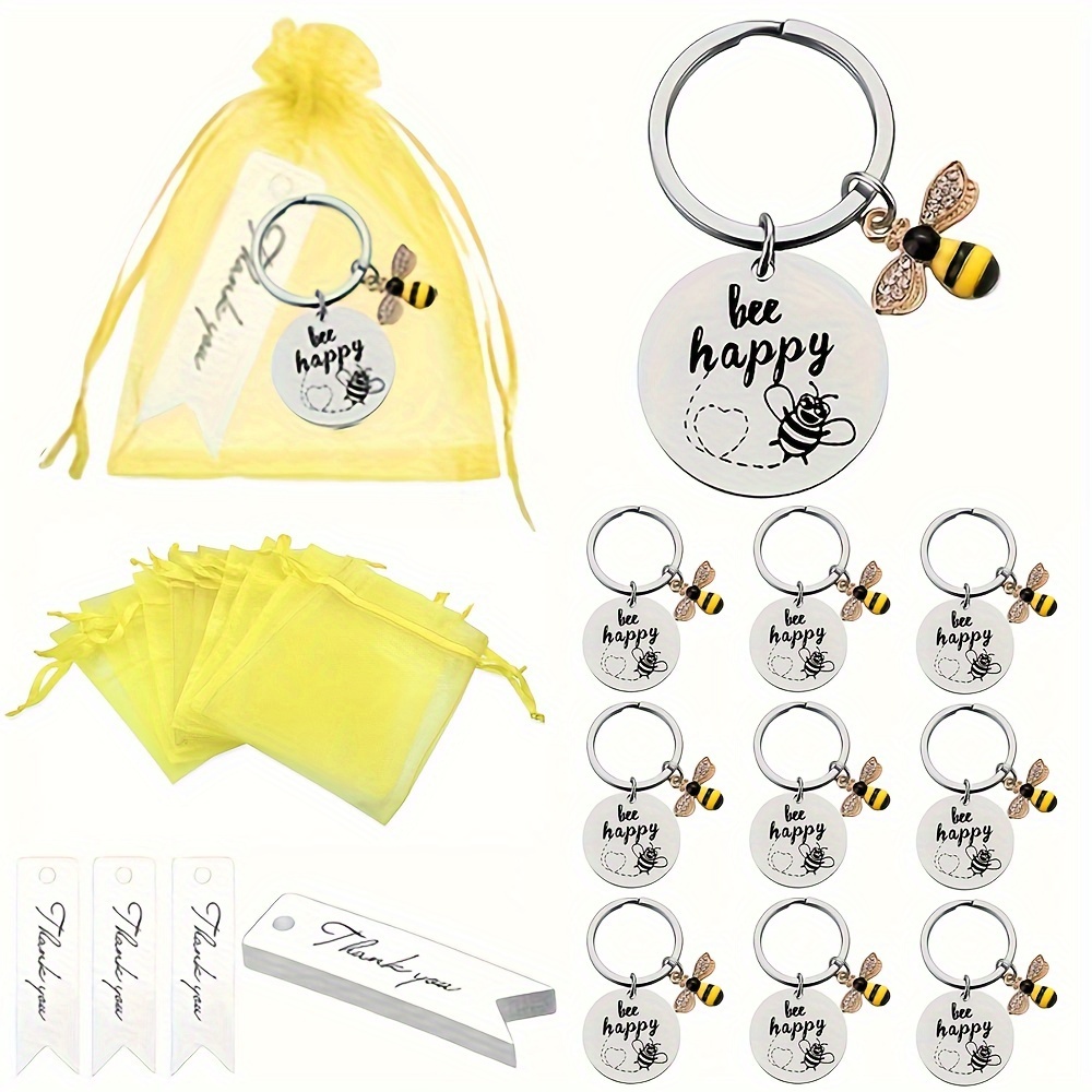 

30 Pcs/set Bee Keychain Set - Inspirational Yellow Theme Party, Teachers Day, Graduation, Farewell, Thank You Gifts - Durable, Long-lasting, Unique Souvenirs