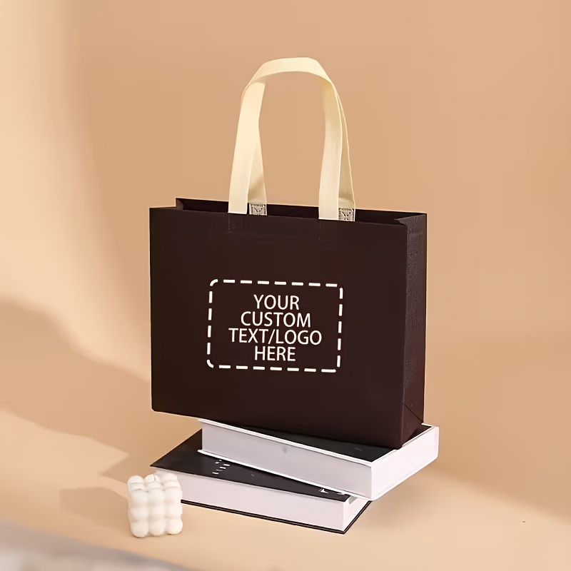 50pcs Custom Gift Bags, Reusable Personalized Shopping Bags