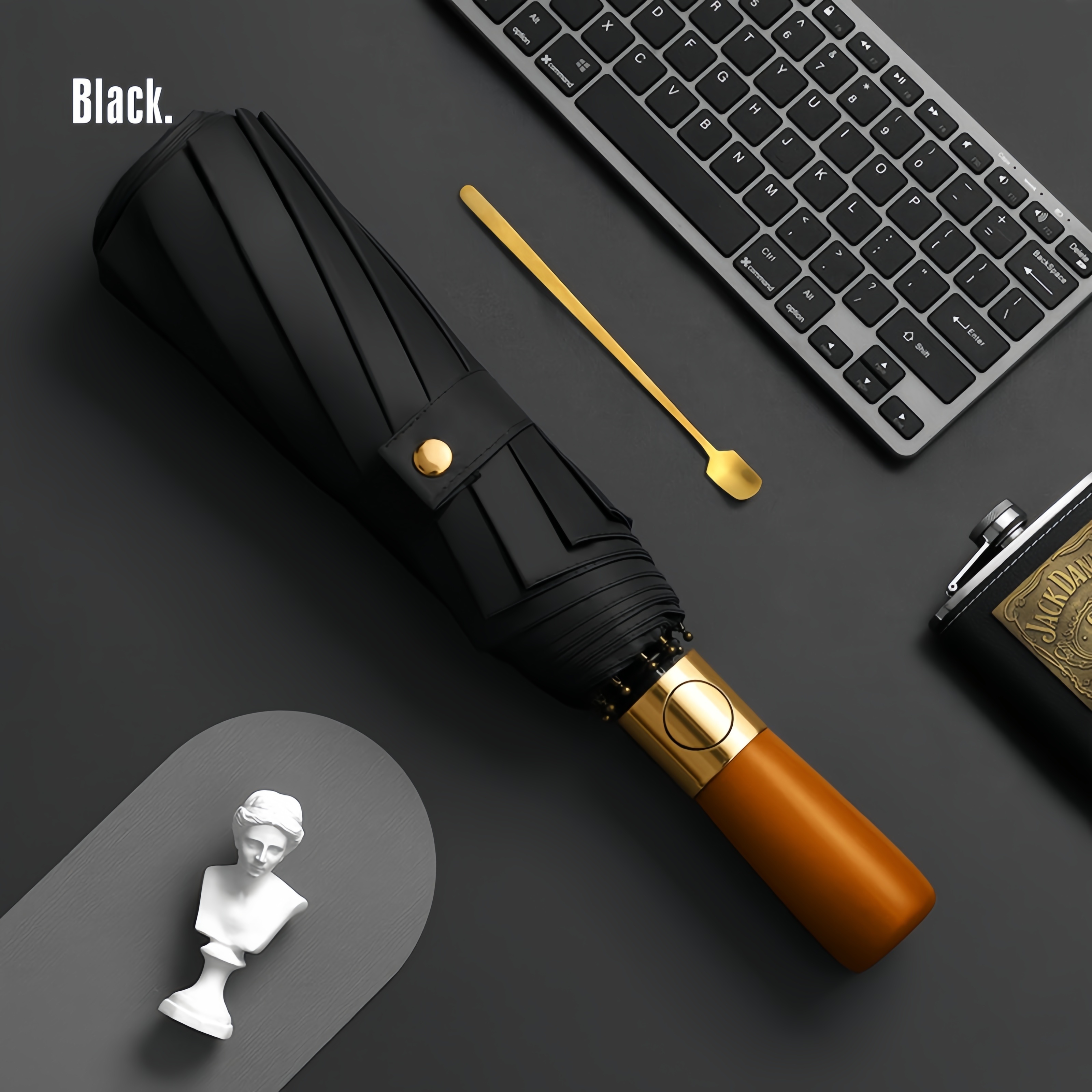 Image of Auto Open Close Wooden Handle 2-person Umbrella: Large Double Fiberglass Frame, Upf 50+, Windproof Folding Travel Umbrella For , Beach, Golf ()