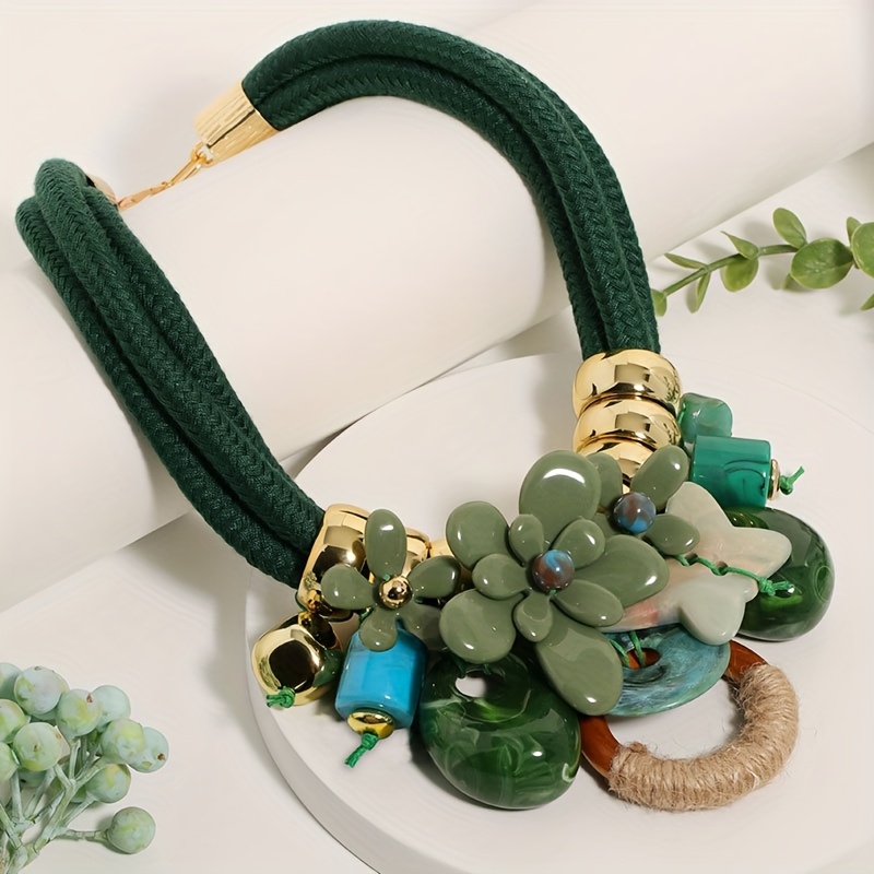 TEMU 1pc Bohemian Fashion Flower Geometric Pendant Necklace