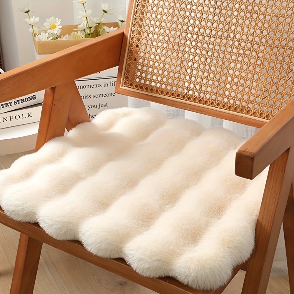 

1pc Plush Chair Cushion, Non-slip Knit Fabric Bath Mat, Machine Washable Square Polyester Chair Pad For Dining, Office, Student Desk, Living Room, And Dining Area - 1600gsm, 3.3cm Thick