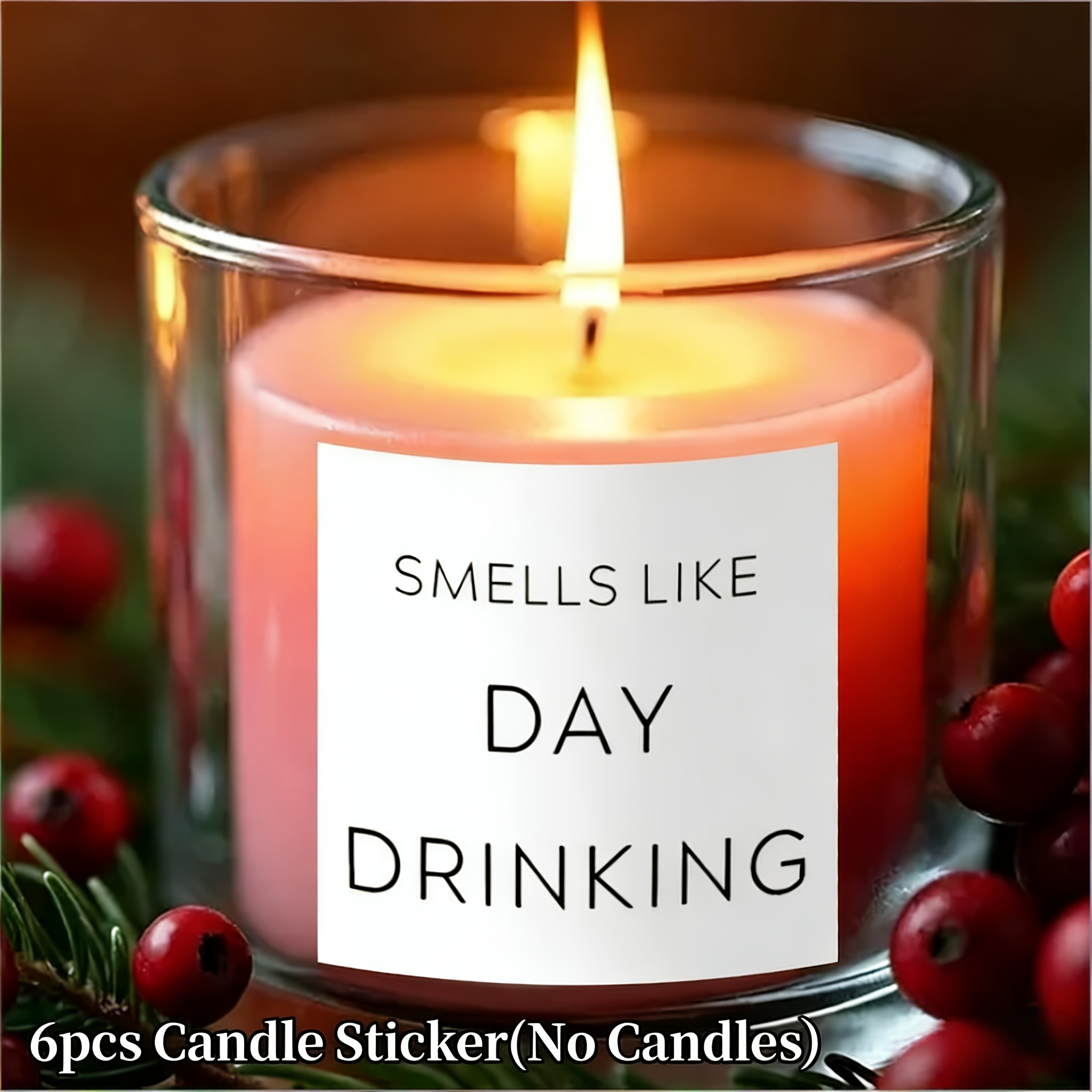 6pcs "" Humorous Candle Label Stickers - Durable Vinyl Stickers, Suitable For Christmas, Birthday Gifts, Anniversaries, , Family, Colleagues, Teachers' Fun Decorations, High-quality Adhesive Design