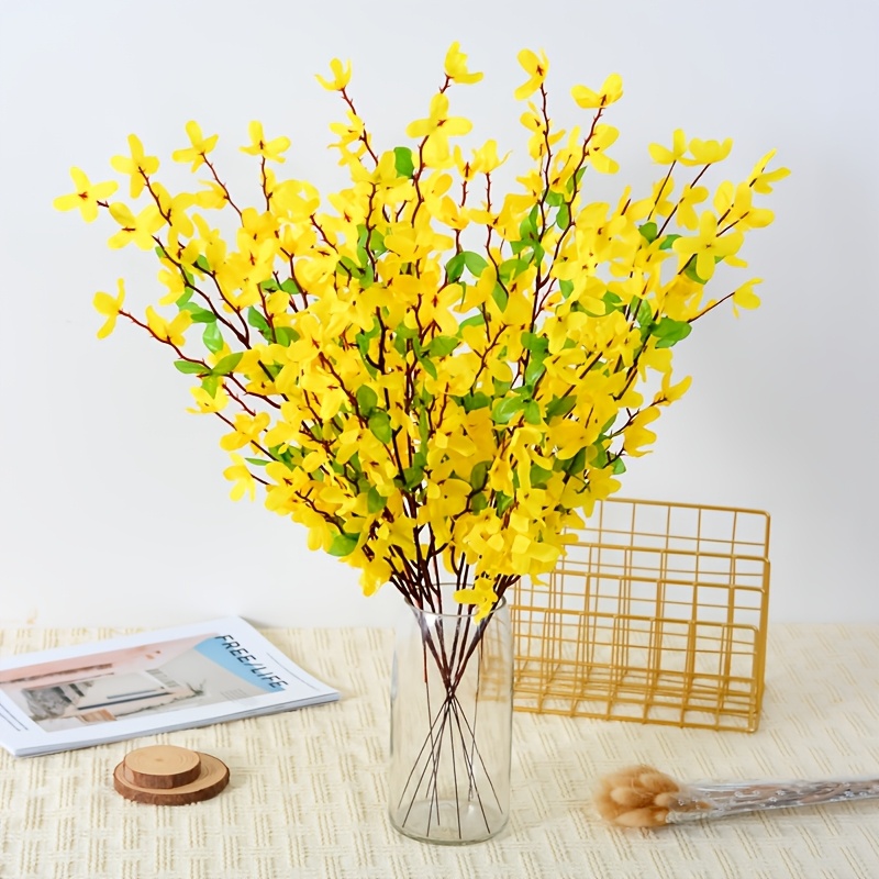 Image of 6pcs Realistic -yellow - Lifelike Artificial Flowers, Suitable For Indoor/outdoor Use, High- Large Bouquet, Suitable For Indoor/outdoor Holiday Decorations, And Occasions And Festive Ornaments