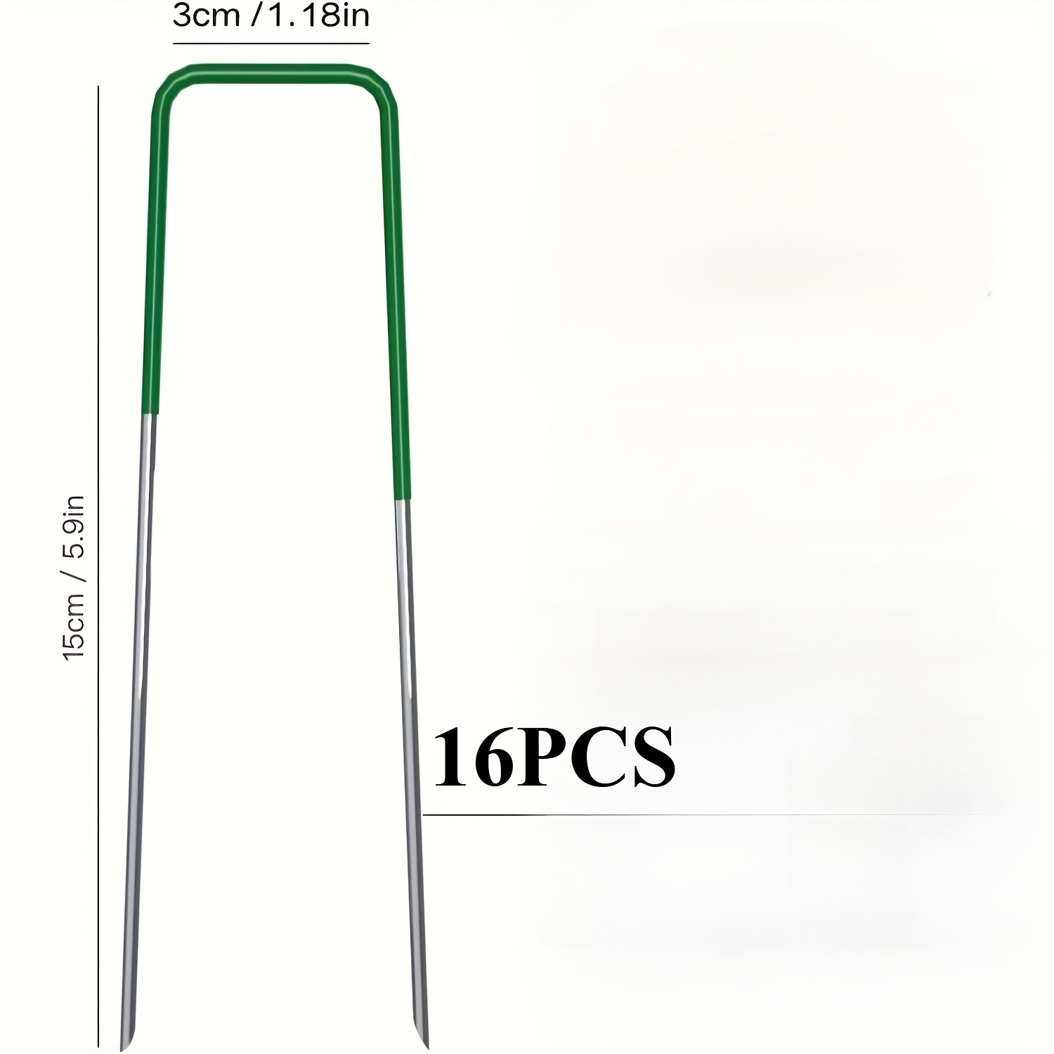 TEMU 16 piquets en U Half-Green pour pelouse, clous en métal galvanisé, pour fixer les pelouses extérieures, les toiles de jardin et les clôtures de