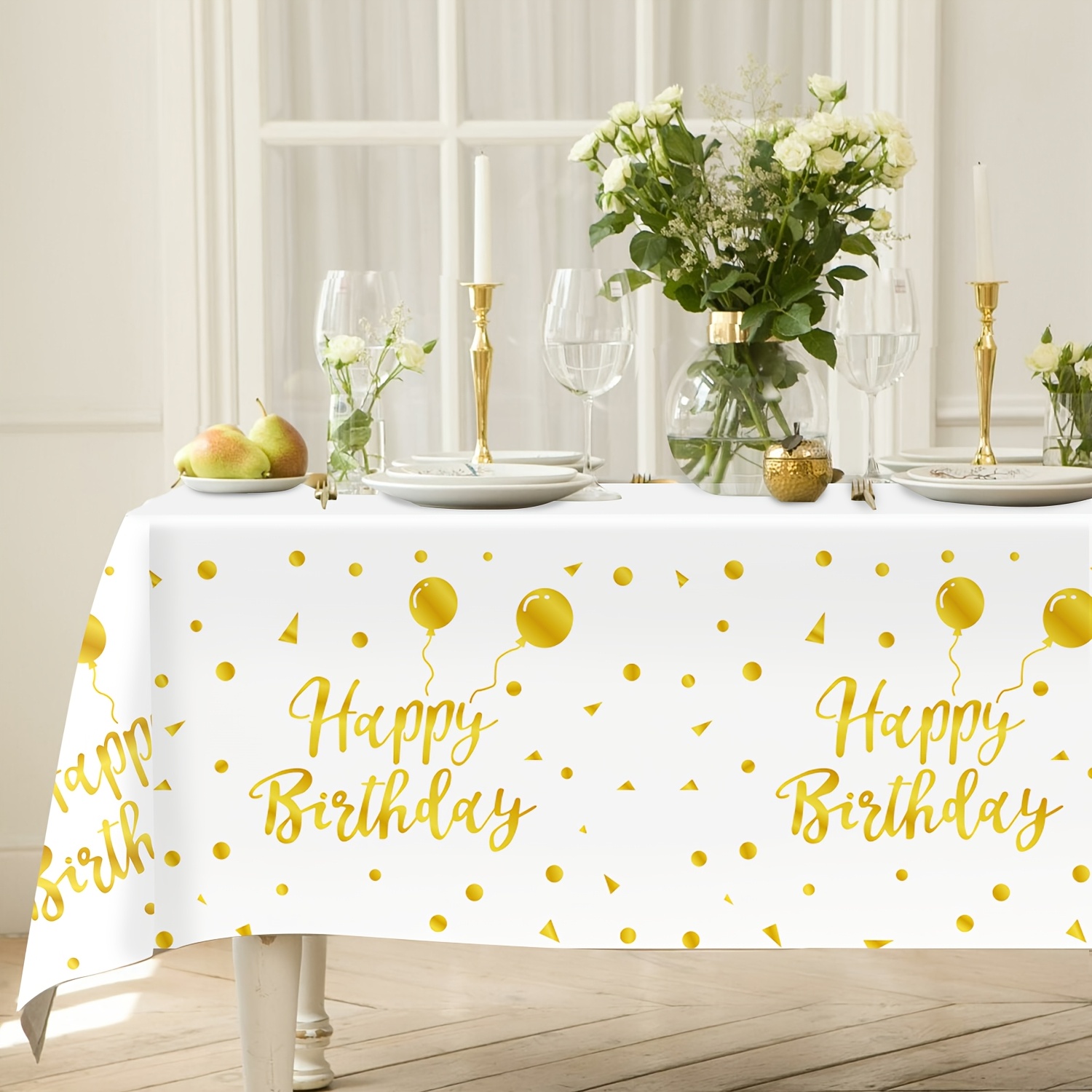 TEMU Nappe Joyeux Anniversaire Décorations de Fête d'Anniversaire Housse de Table en Plastique Nappes Rectangulaires pour Femmes Hommes Baby Shower