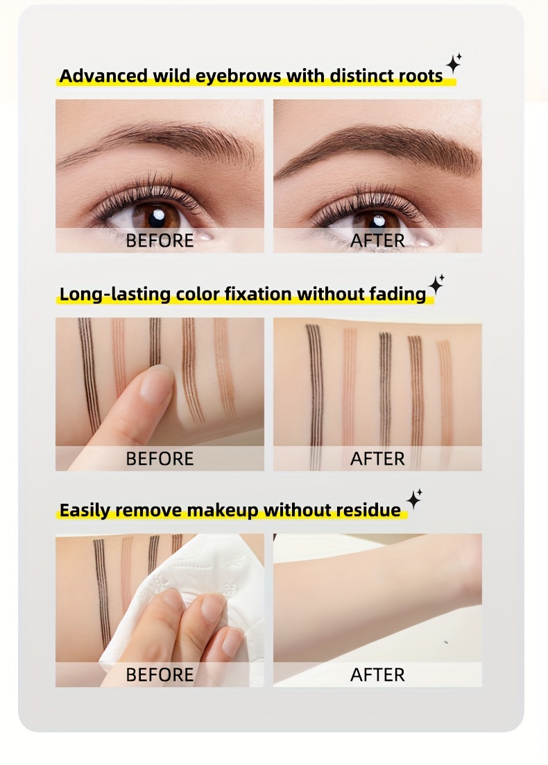 3pcs Four-pronged Eyebrow Pencil for Beginners Can Easily Get on It Super Fine Waterproof Eyebrow Pencil Four-pronged Head Design Accurately Defined Natural Brow Waterproof Sweatproof Non-smudging Long-term Makeup Creation All-Day Wear Easy to Use Design Anytime Anywhere Makeup Replacement Can Be Made in Anywhere Super Value