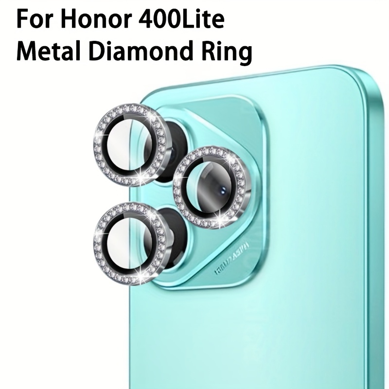 TEMU 3 piezas de lente de vidrio con diamante para Honor 400 Lite, cubierta metálica para la cámara del Honor 400 Lite