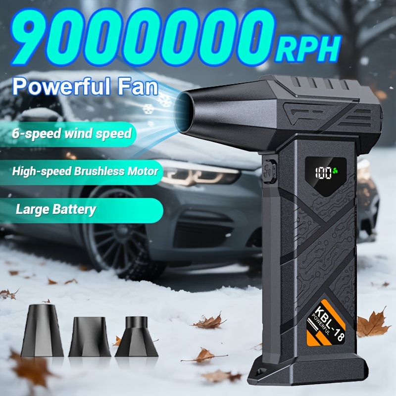 E-shop Tragbarer BBQ-Gebläse, 9000000 U/min, USB-Schnellladung, 5 Windgeschwindigkeiten, LED-Display & Taschenlampe. Ideal für schnelles Anzünden von