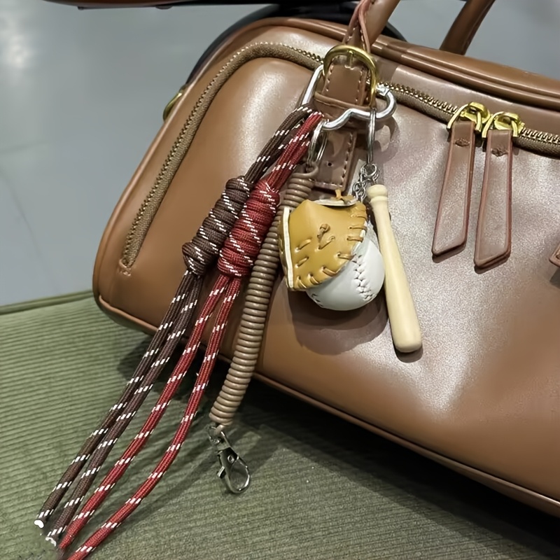 TEMU Portachiavi da baseball con ciondolo numero 8 in intrecciata, accessorio per borsa, chiavi, auto, portachiavi a , idea regalo