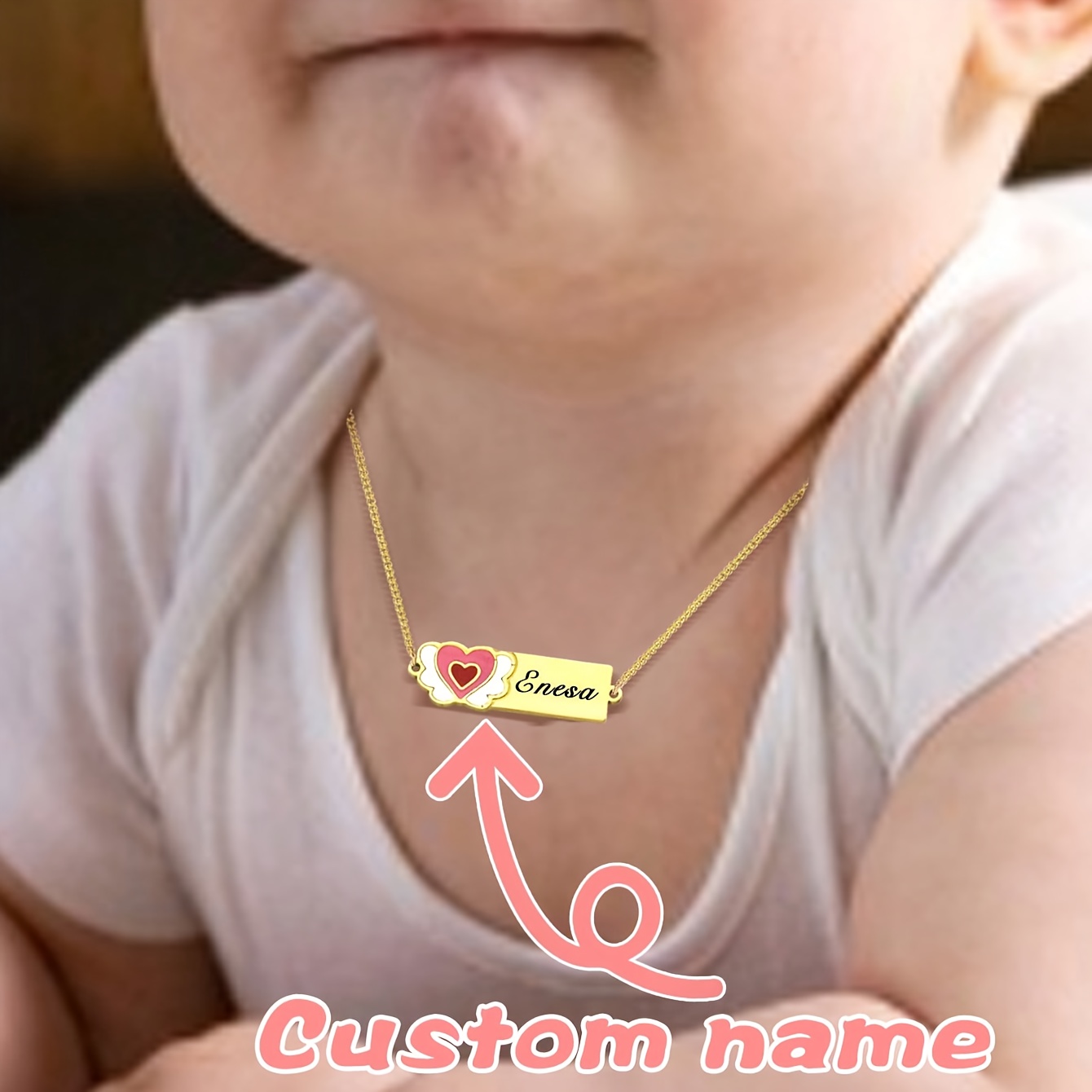 TEMU Custom Stainless Steel Name Necklace, Suitable For Boys And Girls, , Star, Shell Patterns, Unique Gift For Children, Suitable For Him/her,