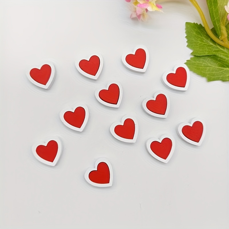 

24pcs Heart-shaped Wooden Chips For Diy Crafts, Manufactured Wood, No Battery Required, Featherless, With Decorative Red And White Hearts For Valentine's Day And New Year Party Decorations