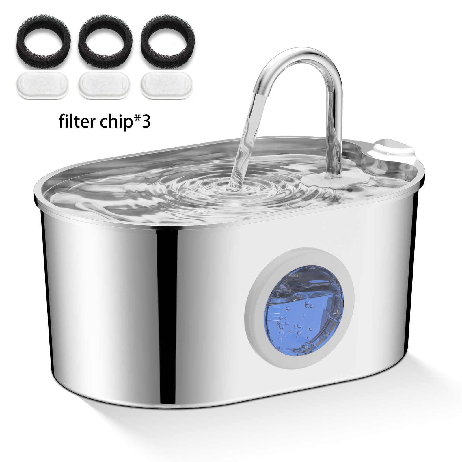 Image of Cat Water Fountain: Stainless Steel Pet Water Fountain Indoor Metal Cat/dog Drinking Bowl Faucet Bottle Water Feeder 2.2l/74oz Operation Water Dispenser Pump With Filter