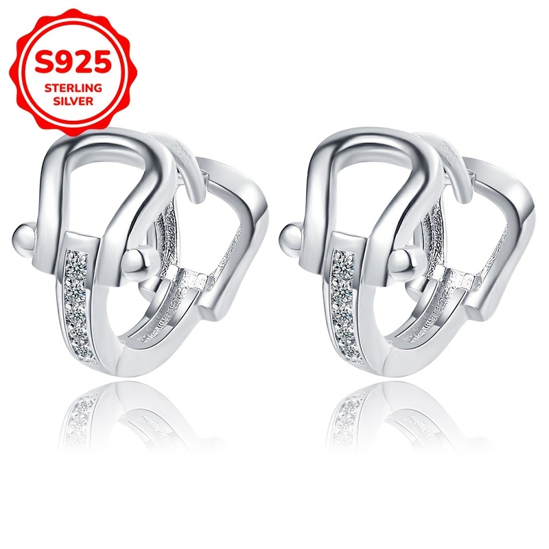 

1 Pair Of 3g Women' Hoop Earrings Fashionable And U-shaped Earring Zirconia Premium Earrings Are Suitable For