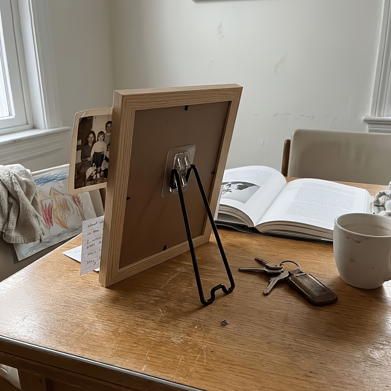 TEMU Frame Bracket - Self-adhesive Adjustable Style Durable Metal Display Bracket, Suitable For Art, Photos, Home Decoration, And Art Exhibitions