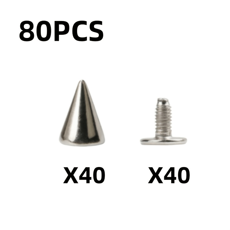 TEMU Punk Style Cone-shaped Rivet Set 7x10mm Screw Back, Multiple Colors (silvery/golden), Suitable For Crafts, Clothing, Artificial Leather, Bags,