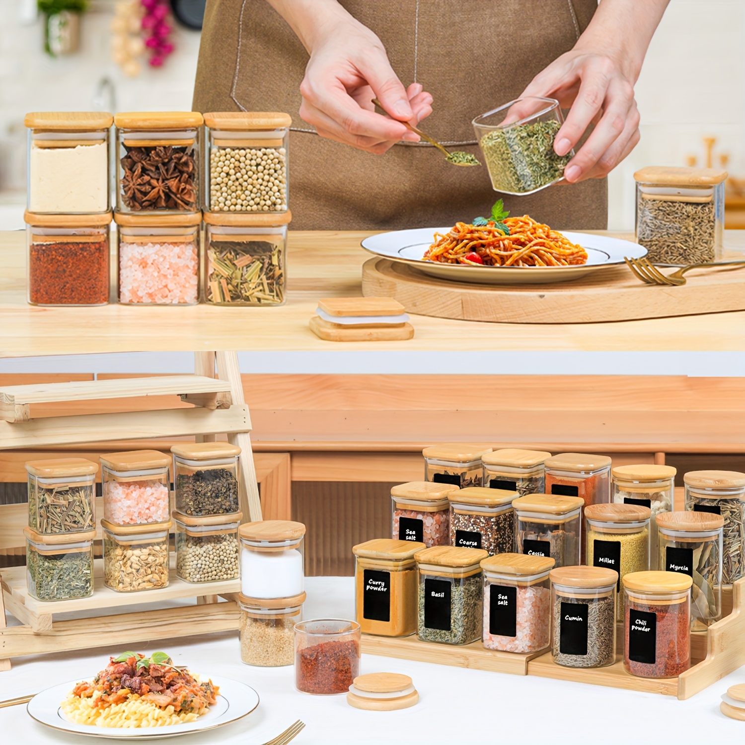 Glass Sealed Spice Containers 5 1 Ounces Set 12 Kitchen