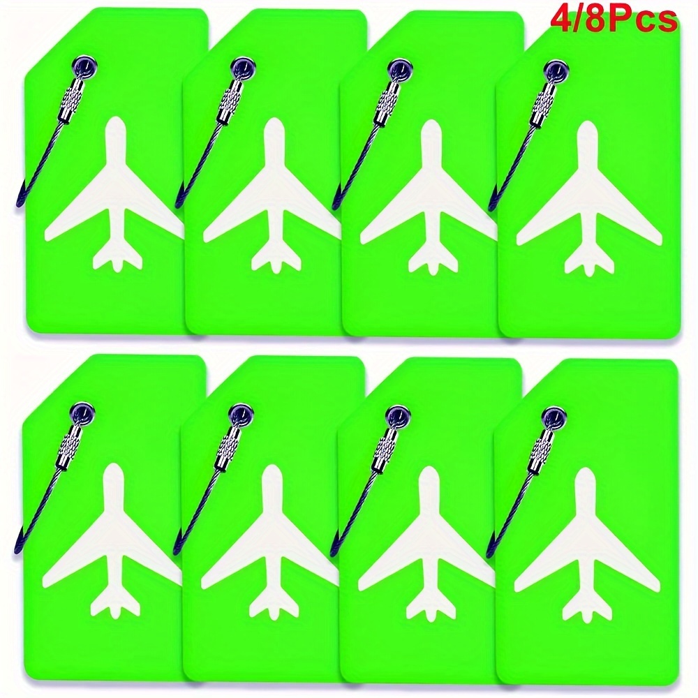 

4/8pcs Silicone Luggage Tags With Name Id Card, Perfect To Quickly Spot Luggage Suitcase