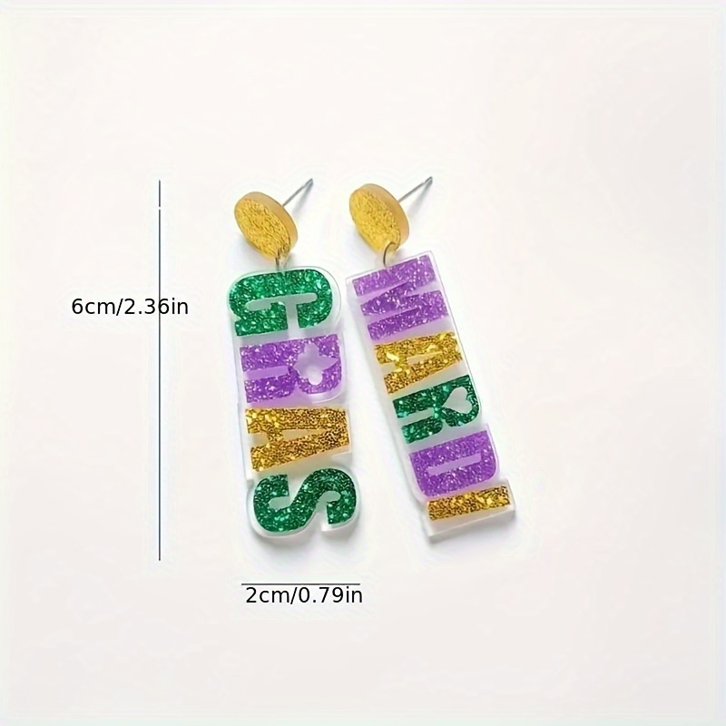 temu mardi gras earrings