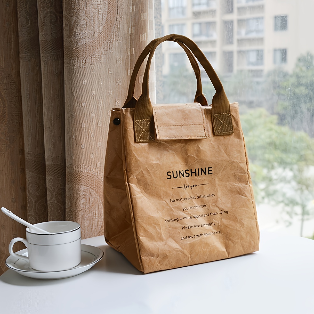 

Customizable Brown Paper Insulated Lunch Bag - Waterproof, Portable Bento Box Carrier For Office Workers