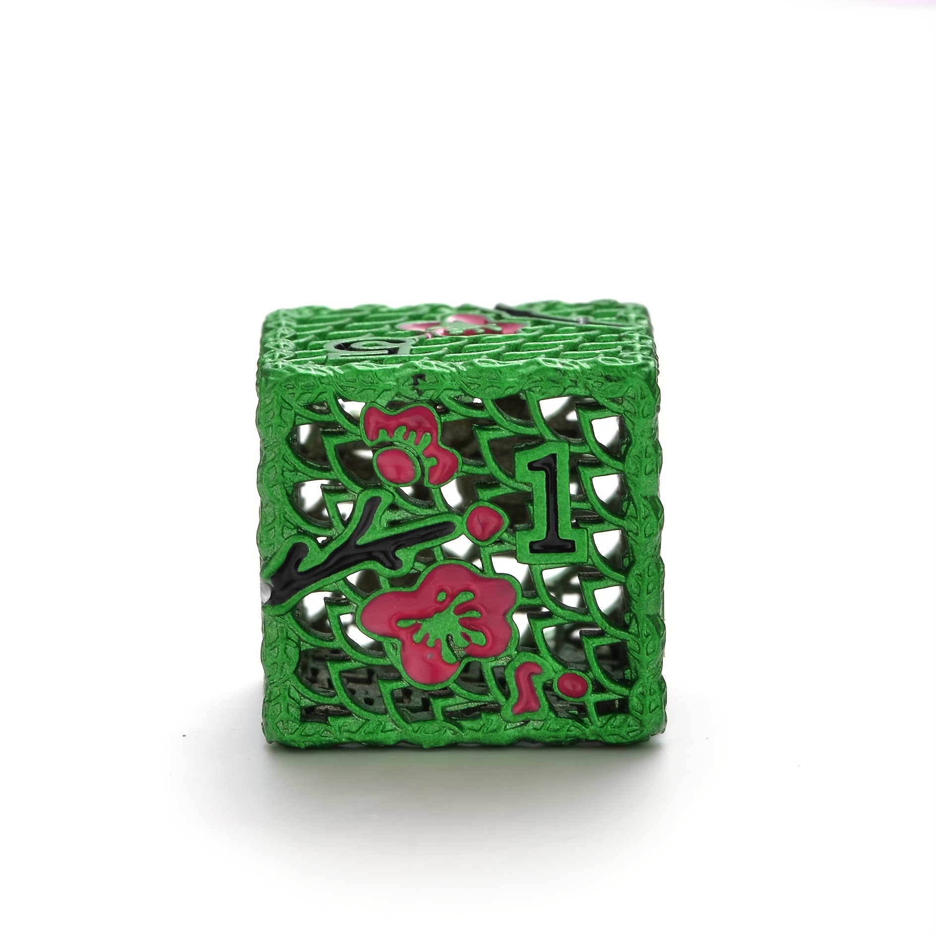 D&D Metal Dice Kit, 7 Rose Metal Hollow Dice Kit