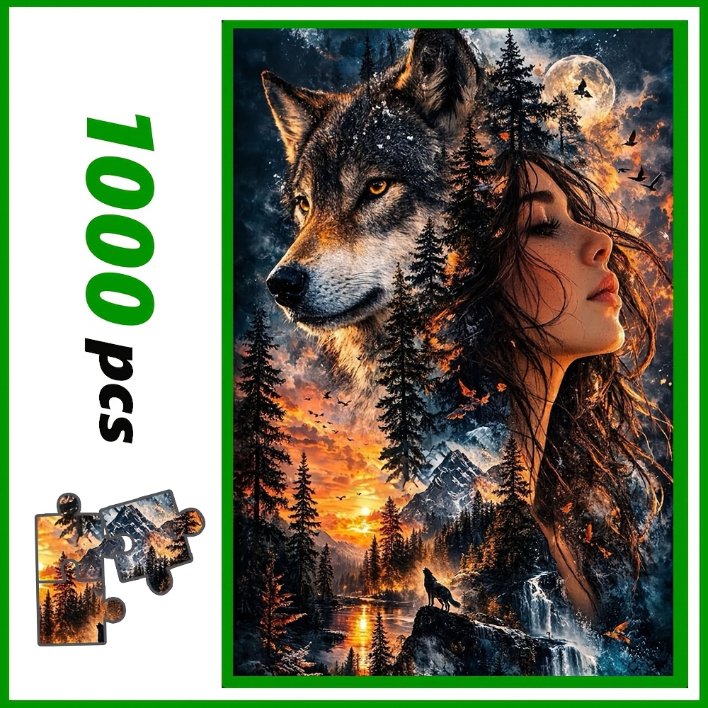 TEMU Puzzle pour adultes 500/1000 pièces, grand puzzle, cadeau pour l'interaction , décoration intérieure, conçu pour anniversaire, Saint-Valentin,