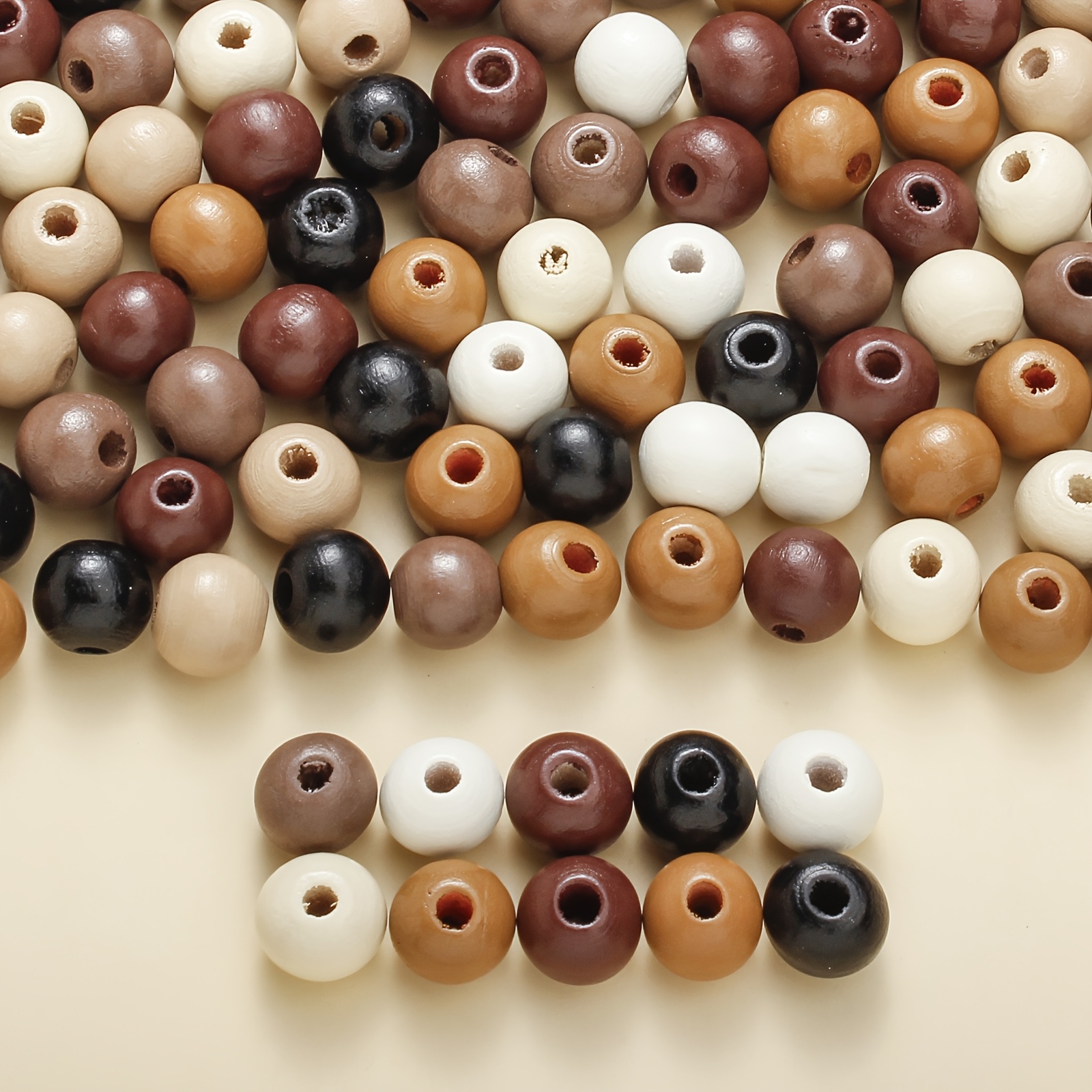 

200pcs 8mm And 100pcs 10mm Wooden Beads, Tone Round Loose Spacer Beads, For Diy Crafts, Jewelry Making, Bracelets, Necklaces, And Decorative Accessories