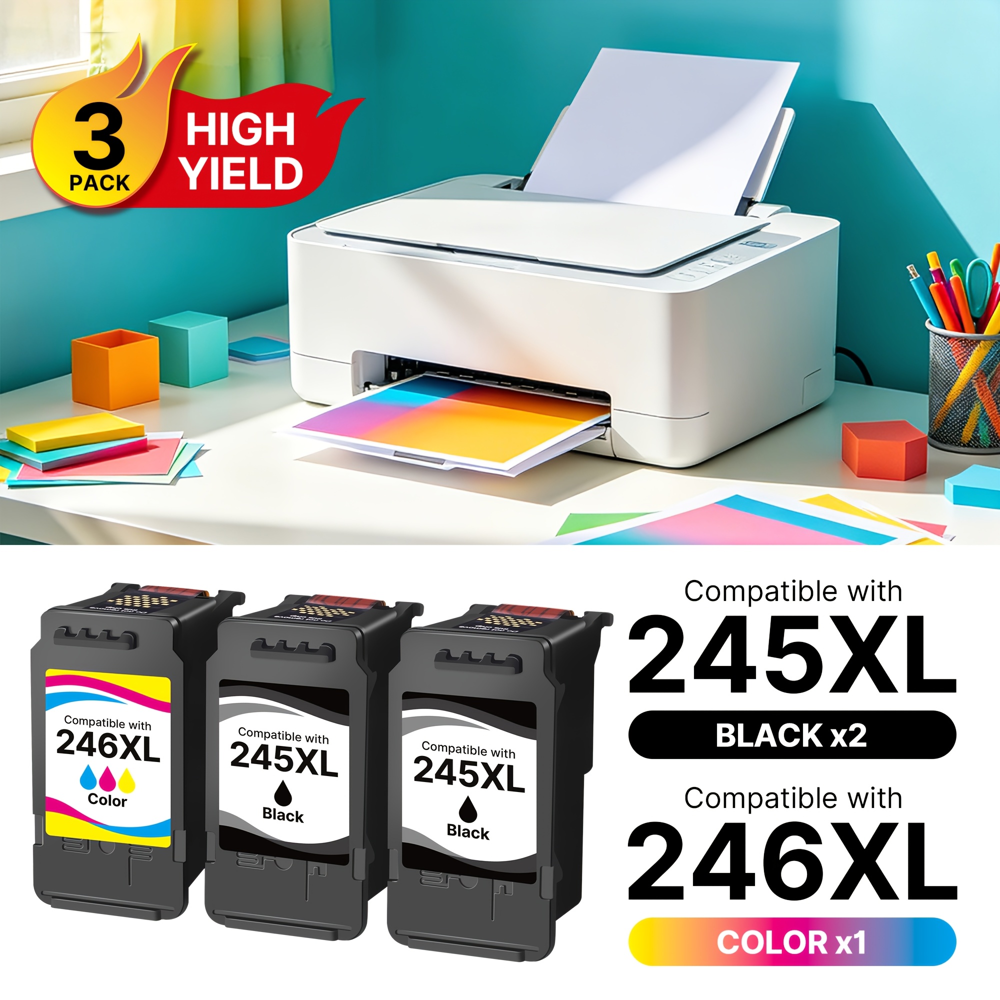 TEMU Compatible For Pg-245xl Cl- Ink Cartridge Replacement Suitable For Mg2525 Mg3022 Mx490 Ts202 Ts3322 Tr4520 Ts302 Tr4527 Printer, Compatible For