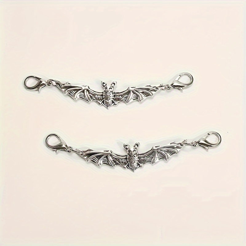 2pcs Gothic Bat Alloy Shoelace Decoration Chain, Shoe Additions, Shoe And Boot Decoration