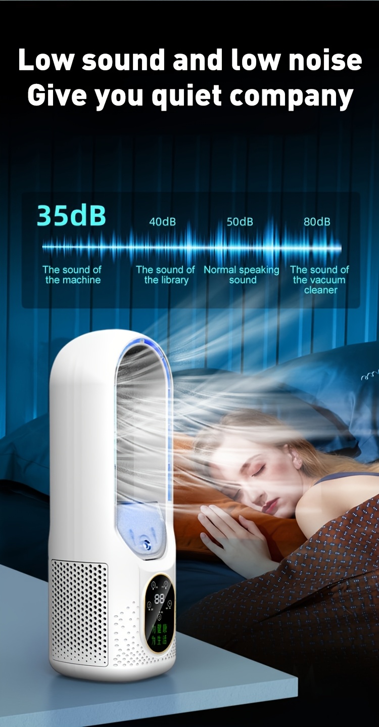 Multifunctional Bladeless Fan with Ice Mist Cooling, Fast Cooling, Automatic Timer, Wide-Angle Airflow, Brings a Comfortable Personal Experience, Personal Air Cooler | Bladeless Air Conditioner | Double-Layer Structure, Portable Cooling Fan