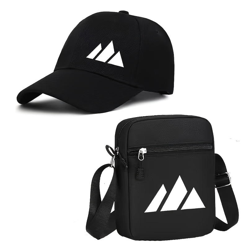 TEMU 2pcs, Mountain Printed Baseball And Crossbody Bag, Unisex Adjustable Storage Sports Outdoor Crossbody Bag
