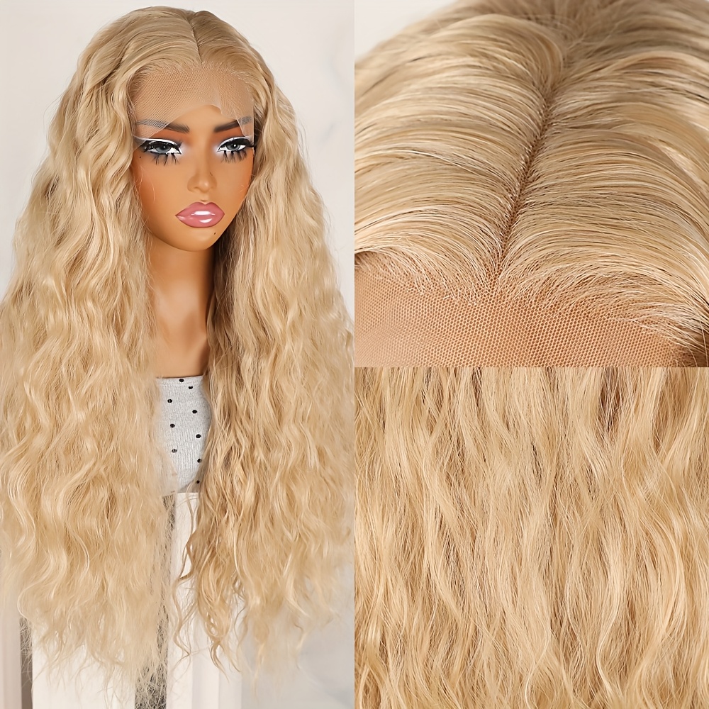 26 inch long loose curly wave wig synthetic hair lace front  display picture 3
