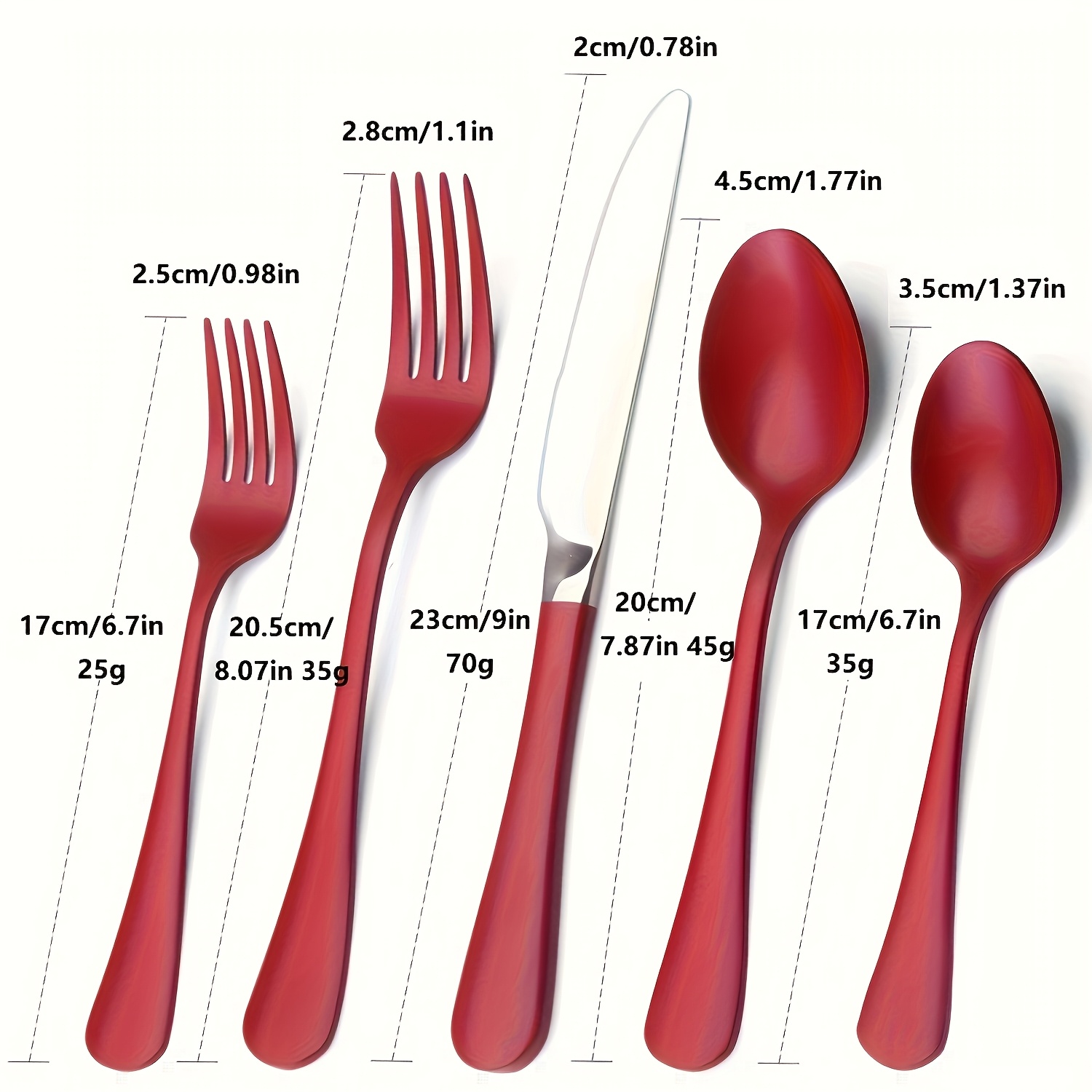 personalized set of 5 20 30 40pcs of red stainless steel cutlery suitable for kitchen and dining featuring   polished knives and safe for dishwasher use Product details 1
