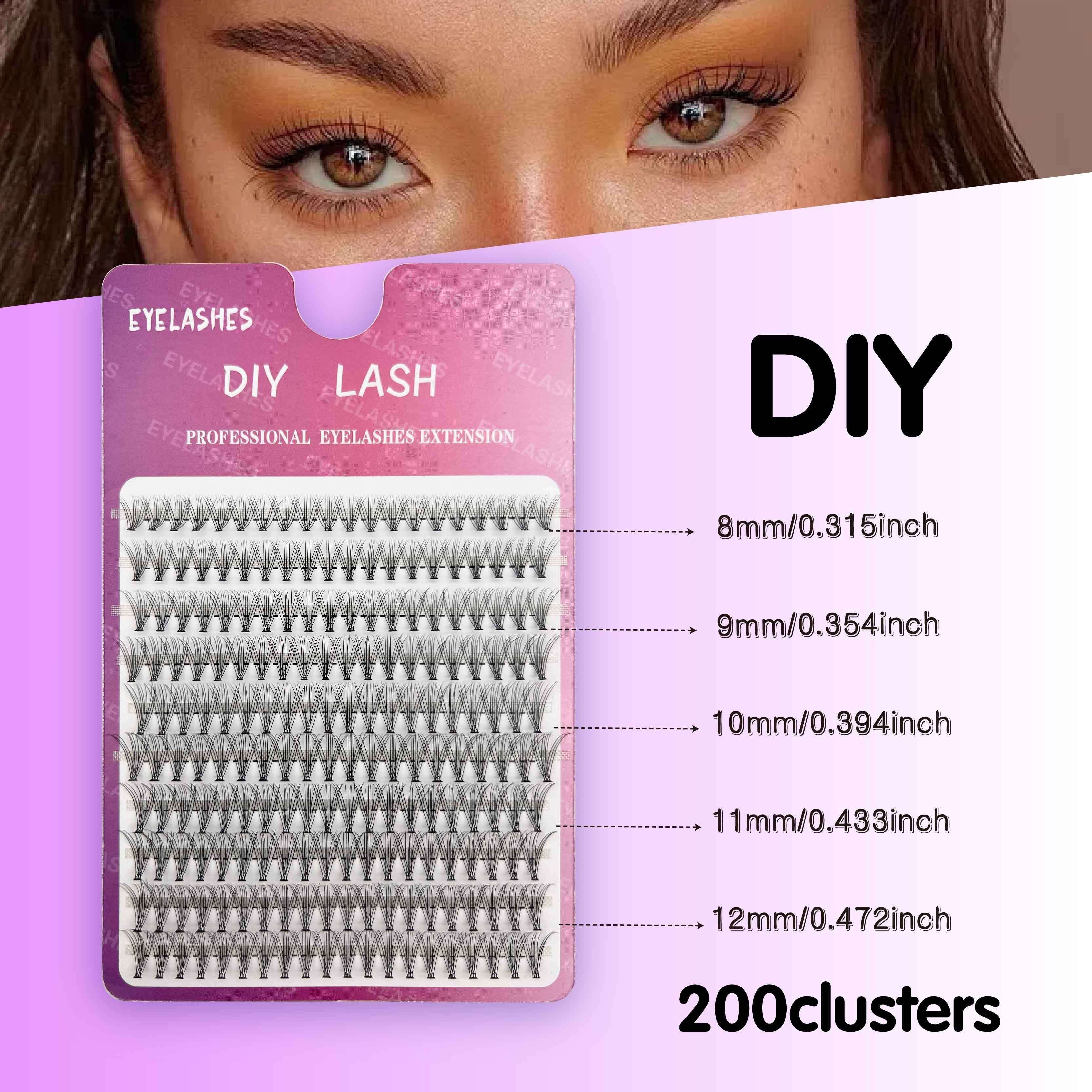 Image of Diy Single Eyelash: 200 Clusters Of Natural Eyelashes, 8/9/10/11/12mm, Curly, Natural, Soft, To Apply, Very Suitable For Beginners, Large Capacity, More Use