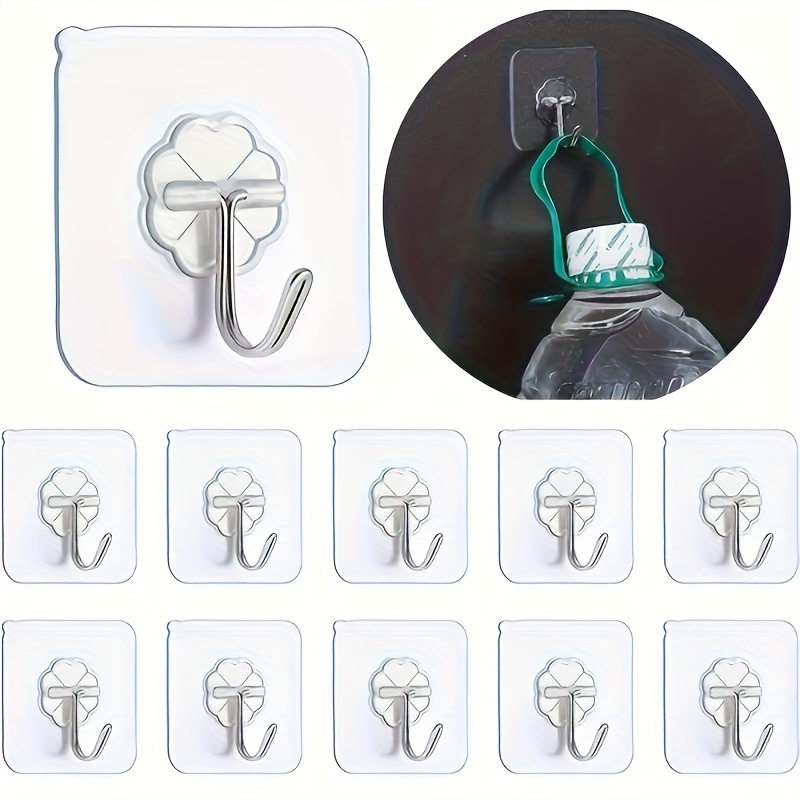 TEMU 40pcs Heavy Duty Adhesive Wall Hooks - 11lb Max, , Waterproof & Rustproof Plastic Hangers For Bathroom, Kitchen, Office & , Utility Hooks