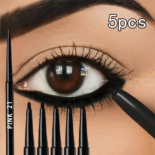 5pcs waterproof sweatproof black eyeliner pencils long lasting smudge proof for makeup formula for perfect wings valentine day gift christmas gifts