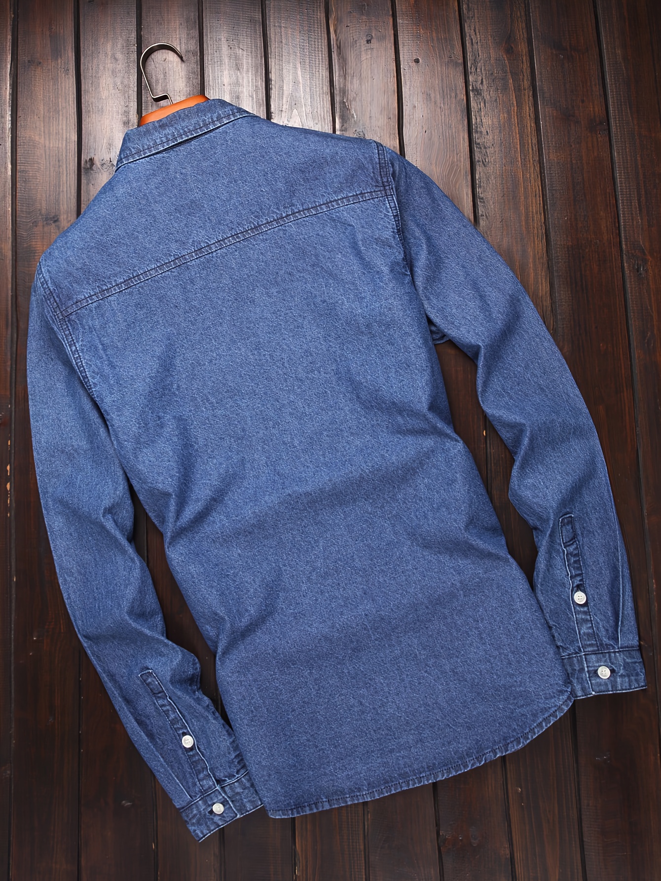 Men's Fashion Spring/Autumn Denim Shirt Jacket, Washed Denim Medium + Enzyme Softening Process