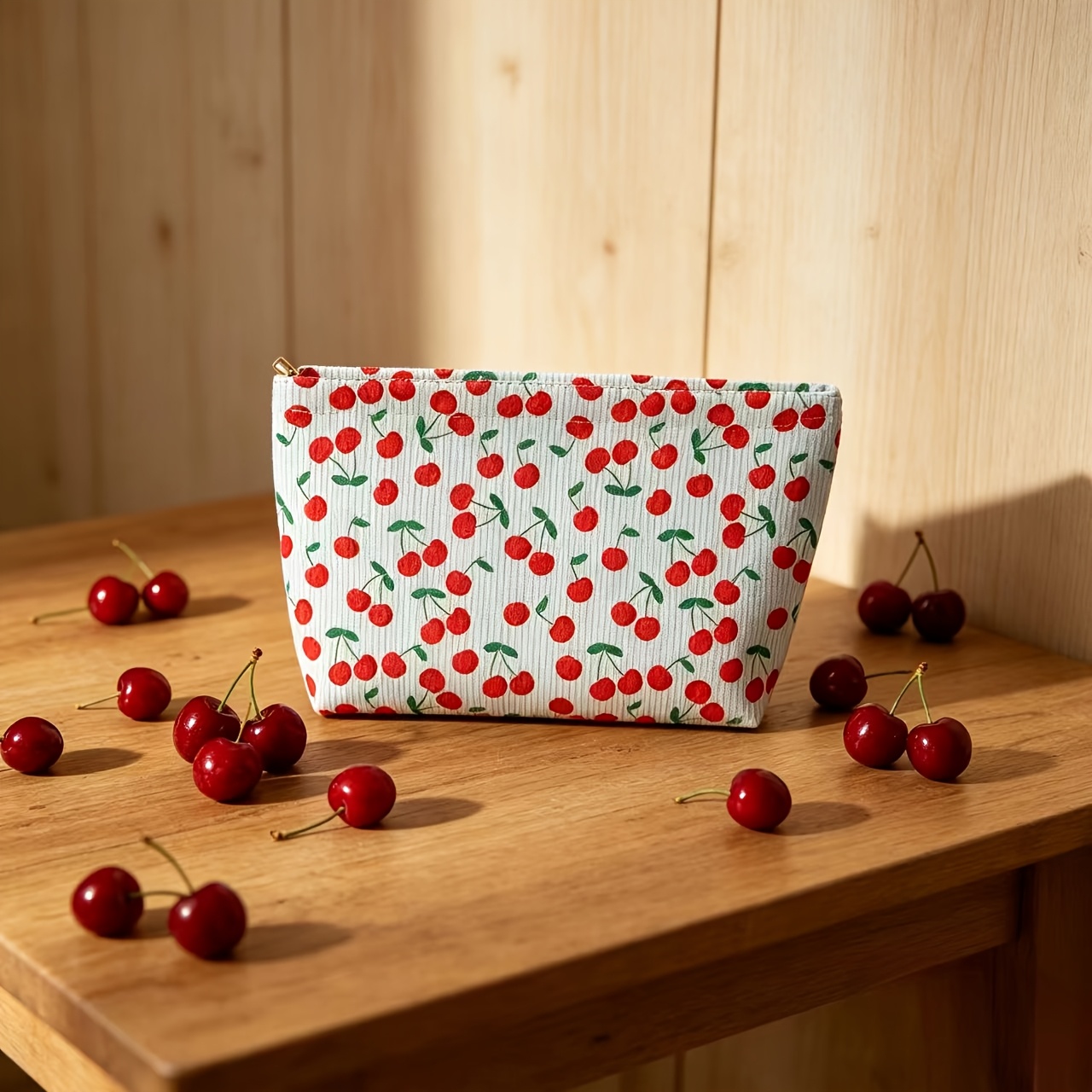 TEMU New Casual Cute Strawberry Clutch, Makeup Brushes, Cosmetic Storage Pouch, Large Capacity Makeup Bag