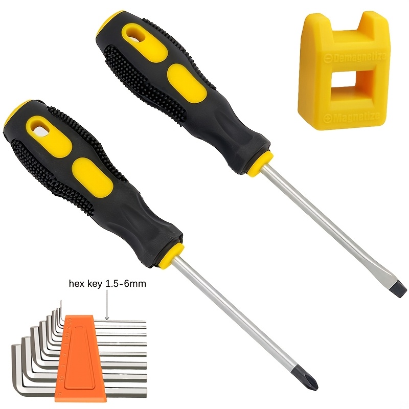 TEMU 11pcs Screwdriver Set, Professional Cushion Grip Screwdriver, Suitable For Repair, Screwdriver Set With Anti-slip Handle, Chrome Vanadium Steel