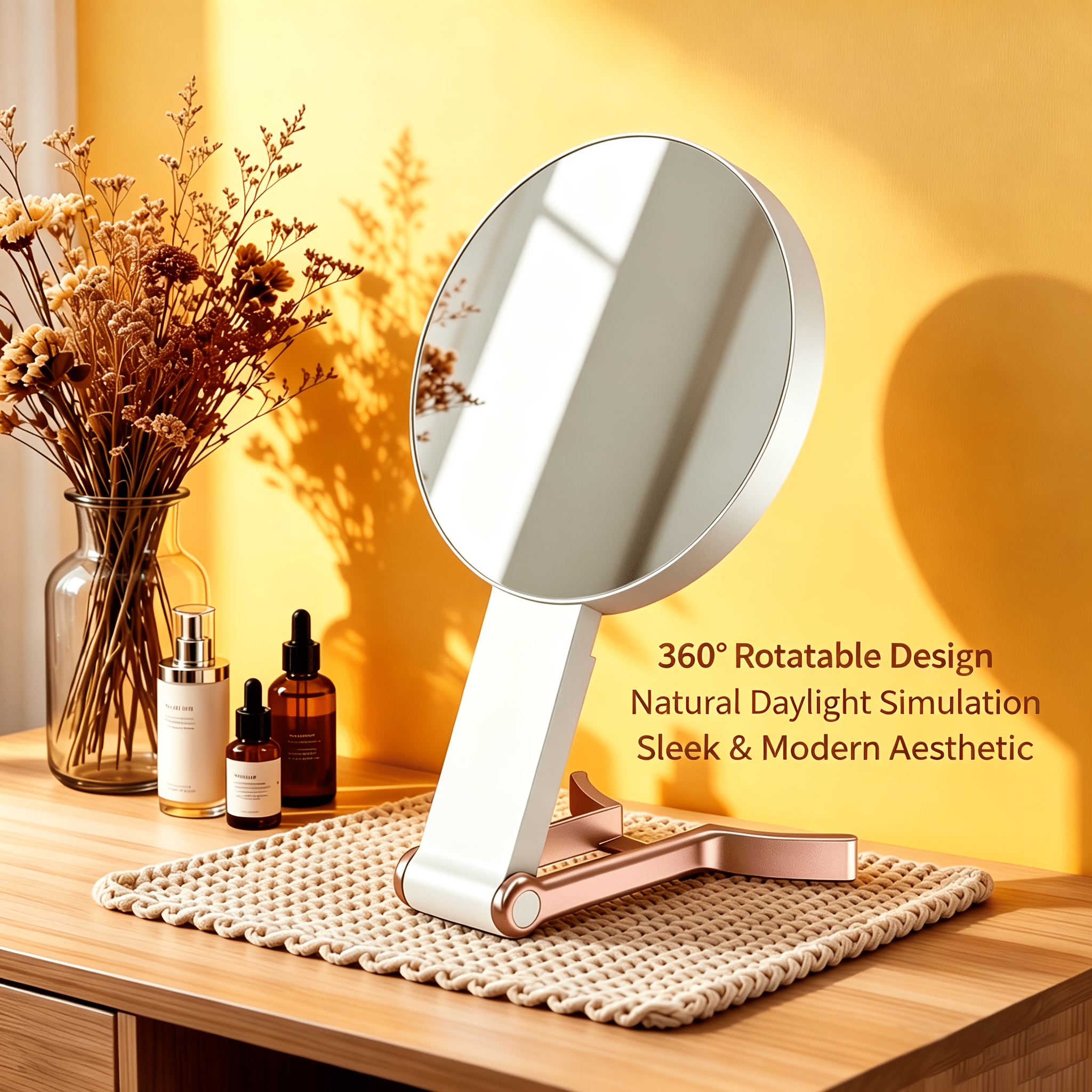 3-In-1 Multi-Use Makeup Mirror, Foldable Vanity Mirror