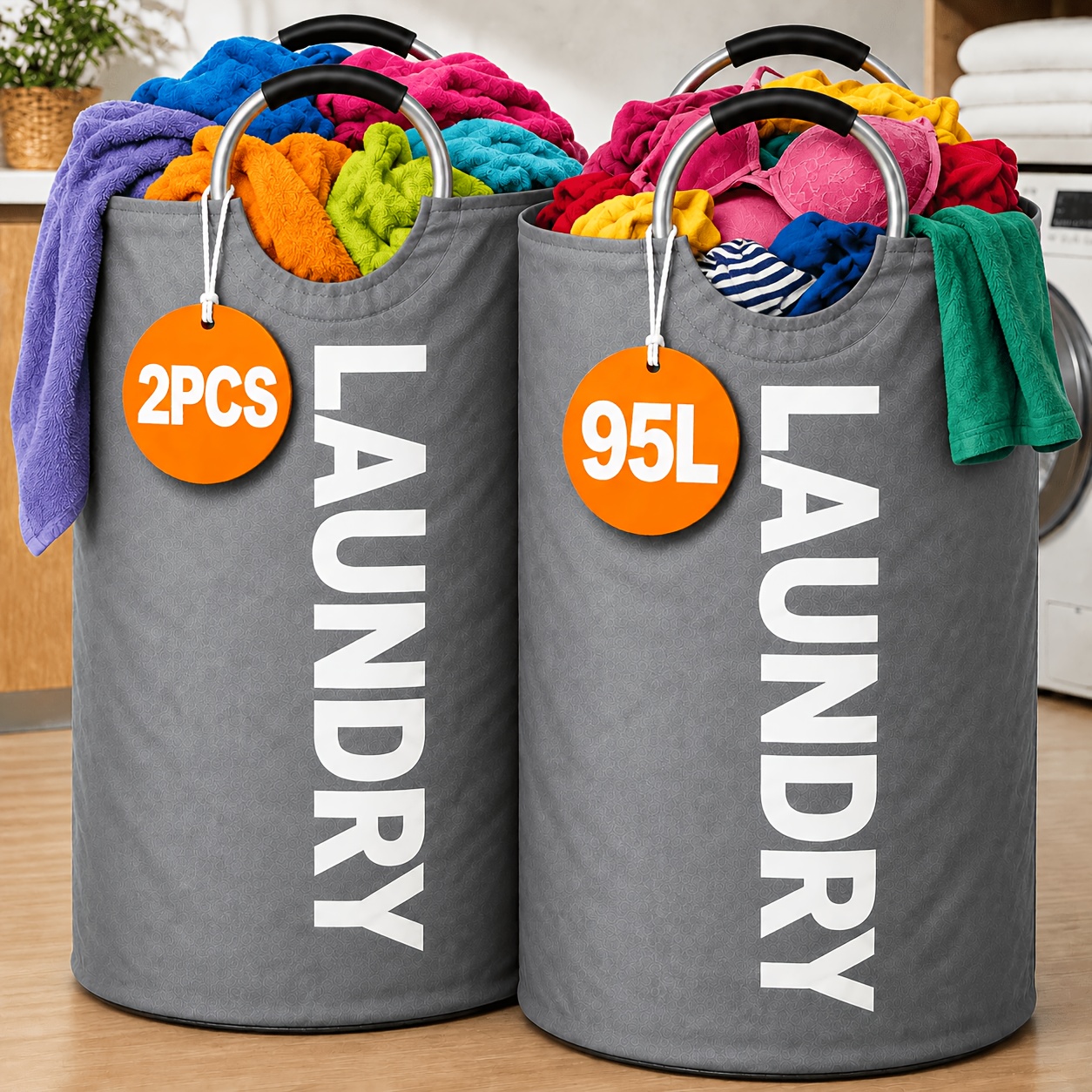 TEMU 2pcs Large Capacity Laundry Baskets Set-durable Oxford Cloth Foldable Laundry Bag, Ideal Household Laundry Hampers, And Dirty Clothes Storage