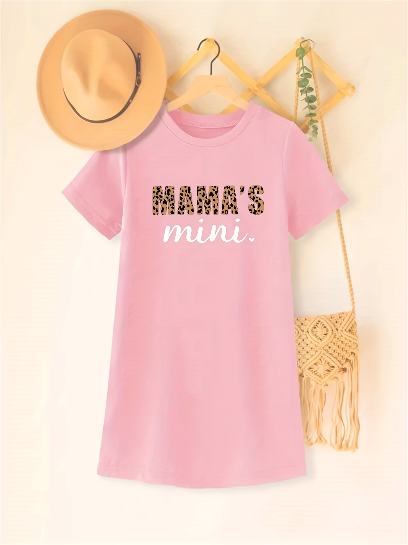 Girls Casual Dress Fashion Letter Mama's MINI Pattern Print Girls Crew Neck Comfortable Dress Girls Clothing Gift