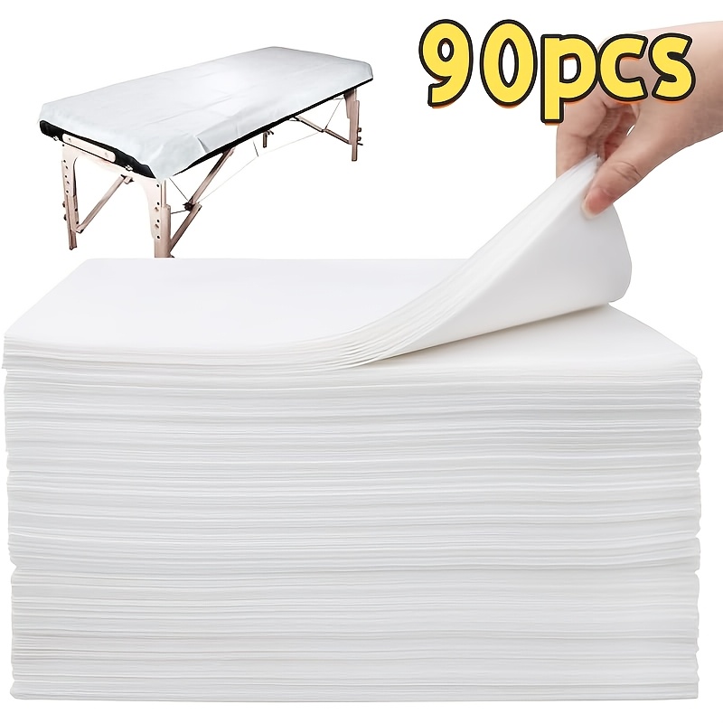 Image of 90pcs White Disposable 70cm X 170cm Professional Massage Sheets, Breathable Spa Beauty Sheets, Soft Material, Suitable For Salon Tattoo Facial Care