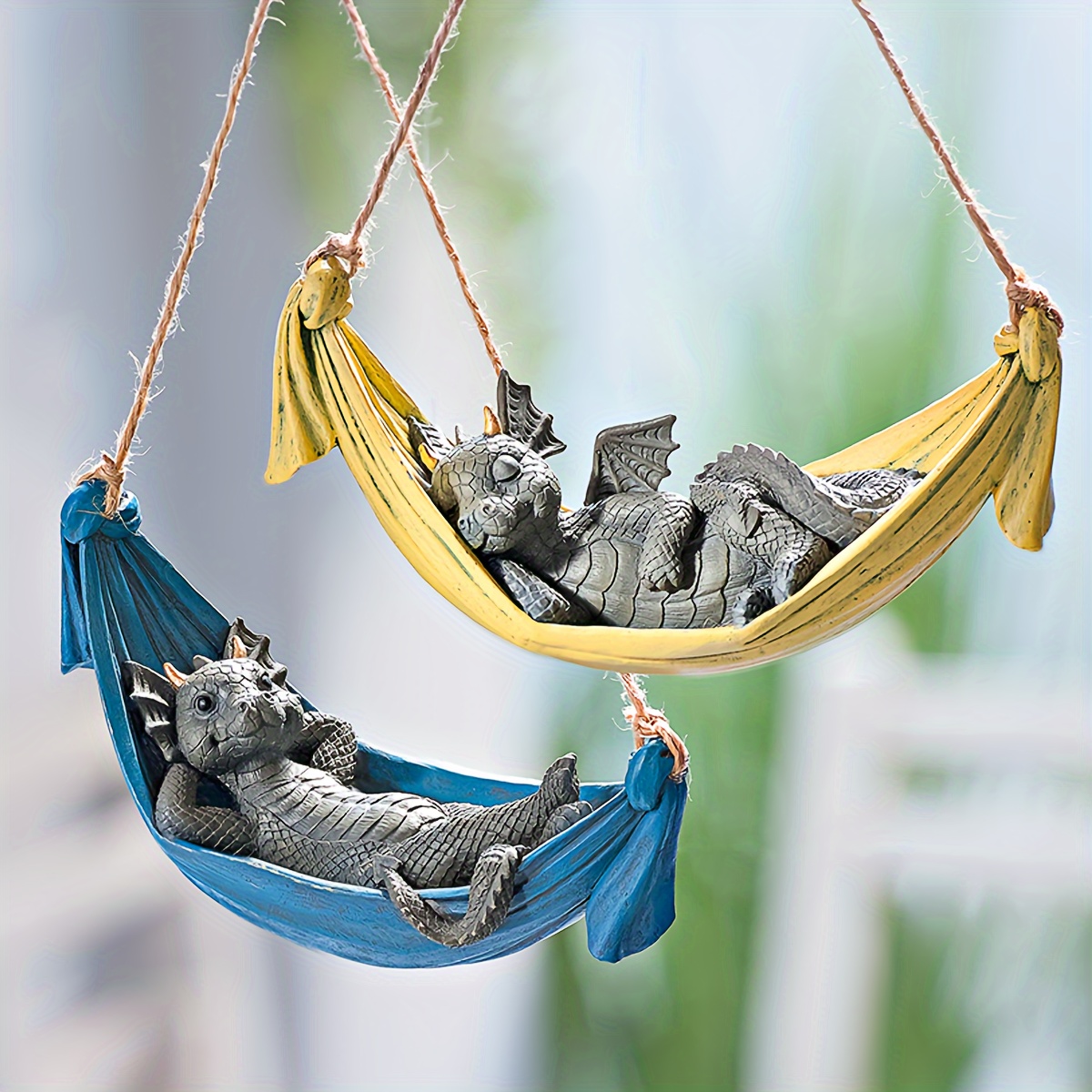 

Art Deco Dragon Hammock Hanging Statue - Resin Animal Sculpture For Home & Garden, Wall-mountable Outdoor Decor, Ideal For Halloween & Dragon Lovers, No Battery Needed