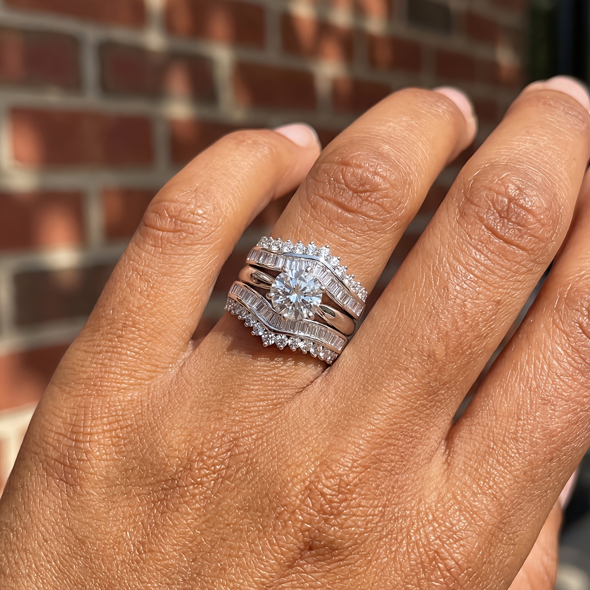 Women's Crown 3pc Round Rings Set